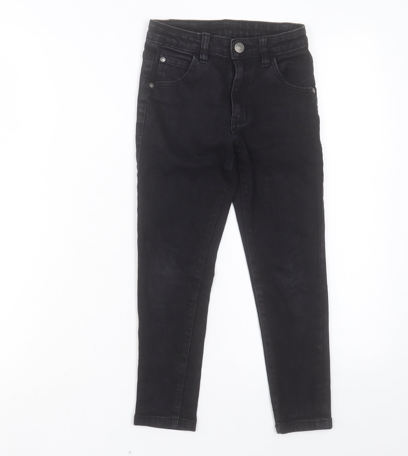 George Boys Black Cotton Skinny Jeans Size 6-7 Years Regular Button