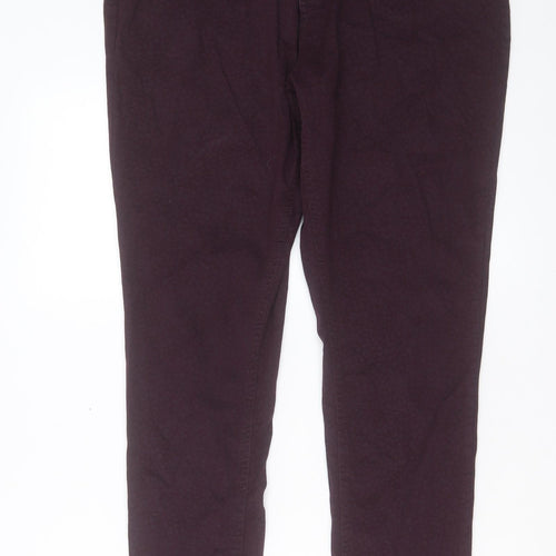 F&F Womens Purple Animal Print Cotton Skinny Jeans Size 18 L30 in Regular Button