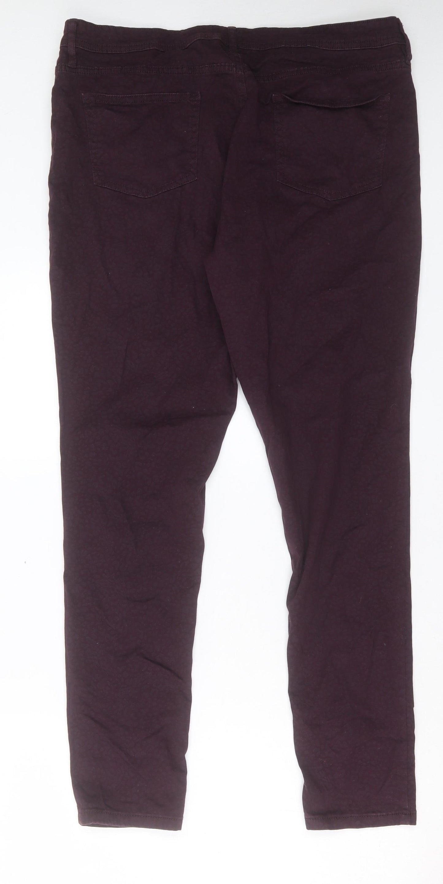 F&F Womens Purple Animal Print Cotton Skinny Jeans Size 18 L30 in Regular Button