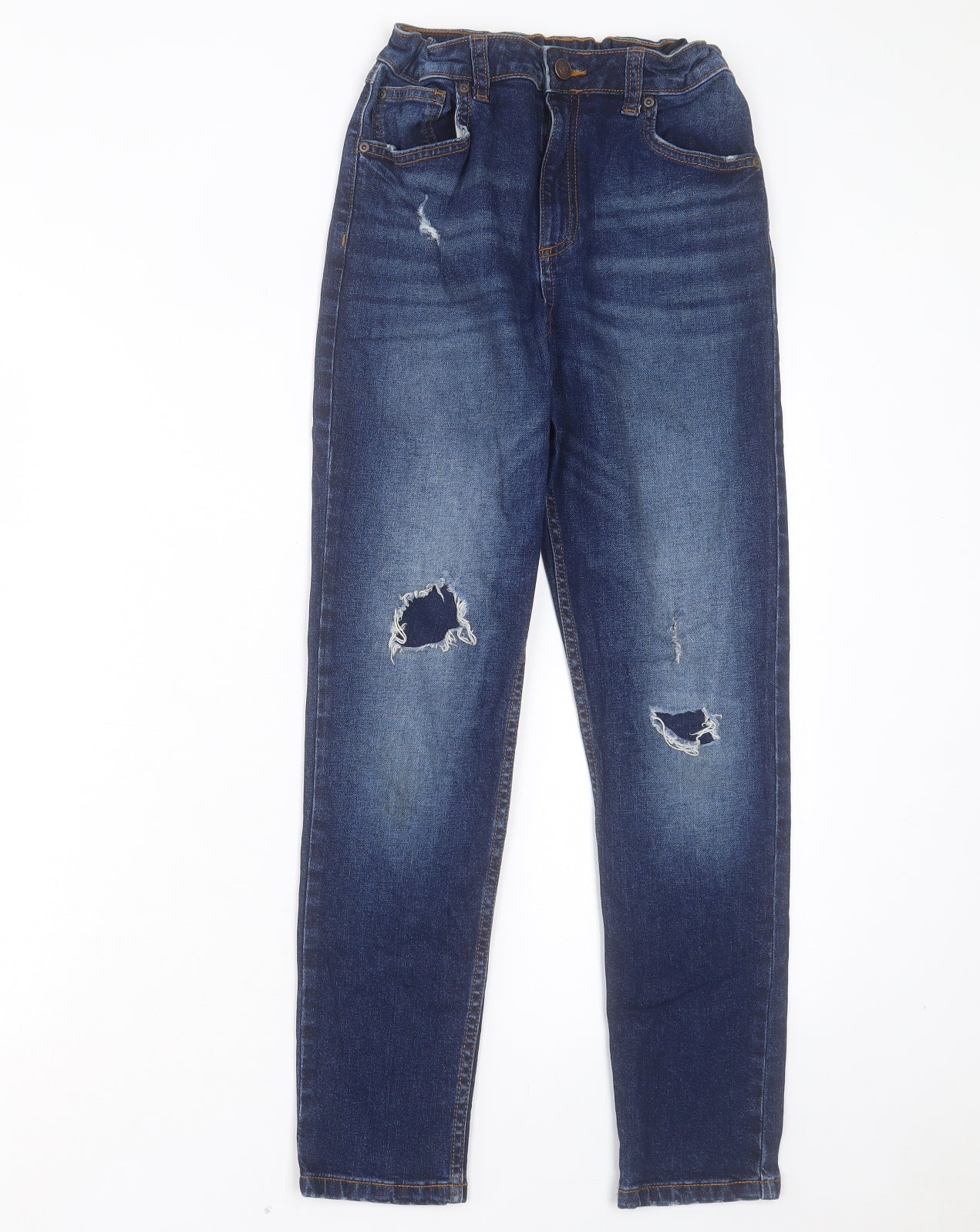 River Island Boys Blue Cotton Straight Jeans Size 12 Years Regular Button