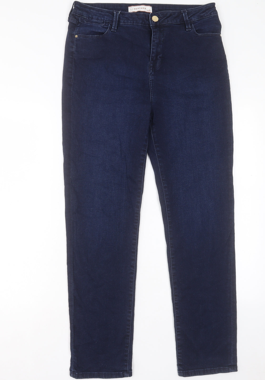 Wallis Womens Blue Cotton Straight Jeans Size 14 L29 in Regular Button
