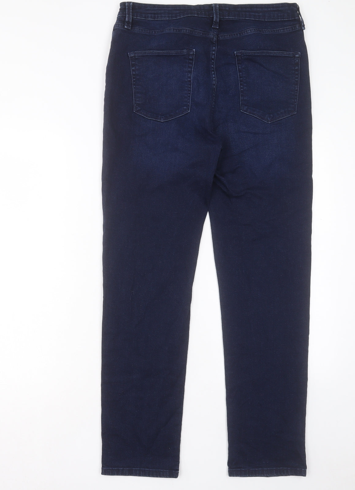 Wallis Womens Blue Cotton Straight Jeans Size 14 L29 in Regular Button