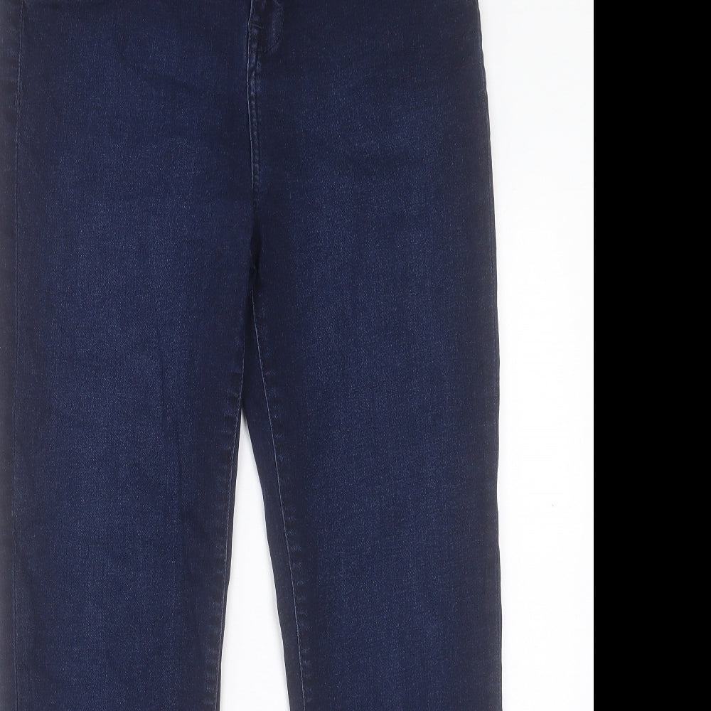 Wallis Womens Blue Cotton Straight Jeans Size 14 L29 in Regular Button