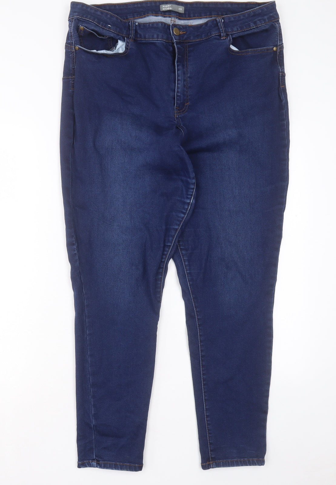 Nutmeg Womens Blue Cotton Skinny Jeans Size 20 L29 in Regular Button