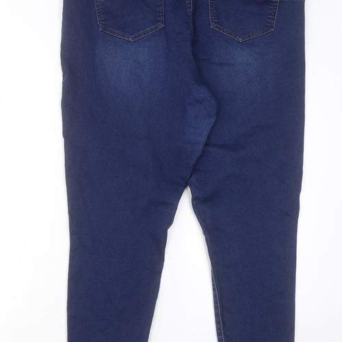 Nutmeg Womens Blue Cotton Skinny Jeans Size 20 L29 in Regular Button