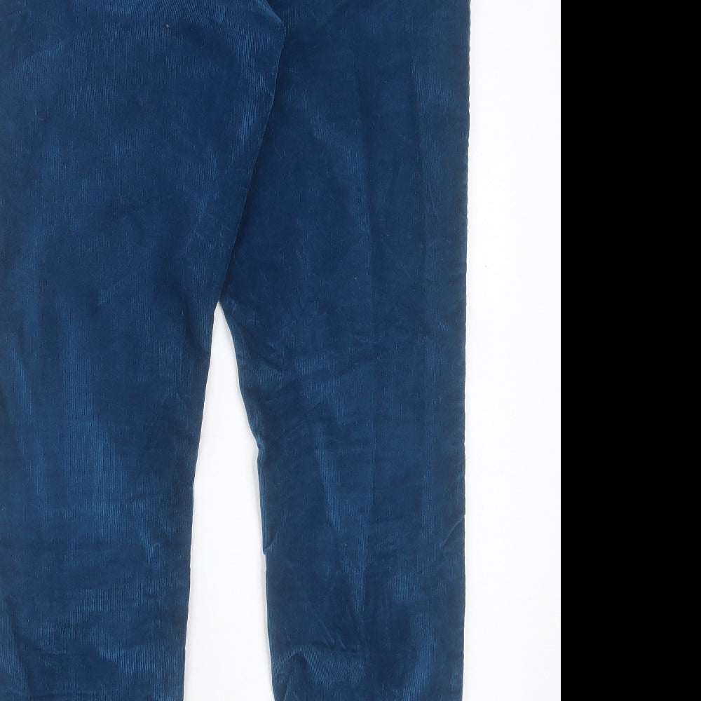 Marks and Spencer Womens Blue Cotton Trousers Size 16 L28 in Regular Button
