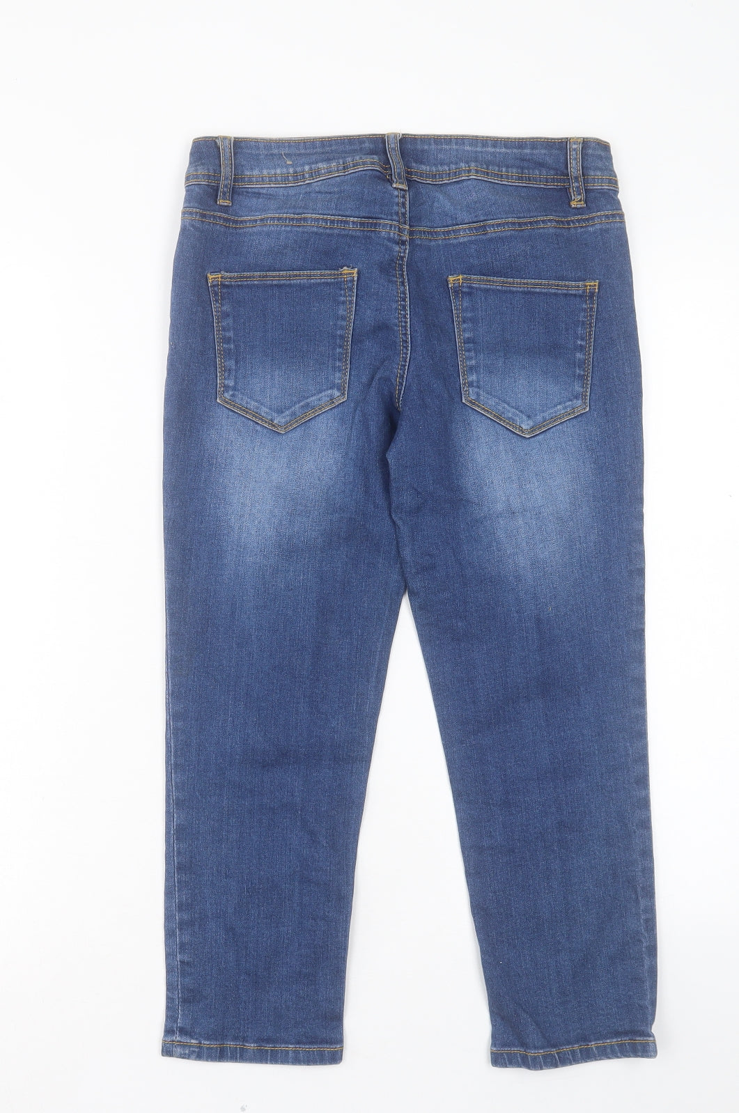 NEXT Womens Blue Cotton Cropped Jeans Size 8 L21 in Regular Button
