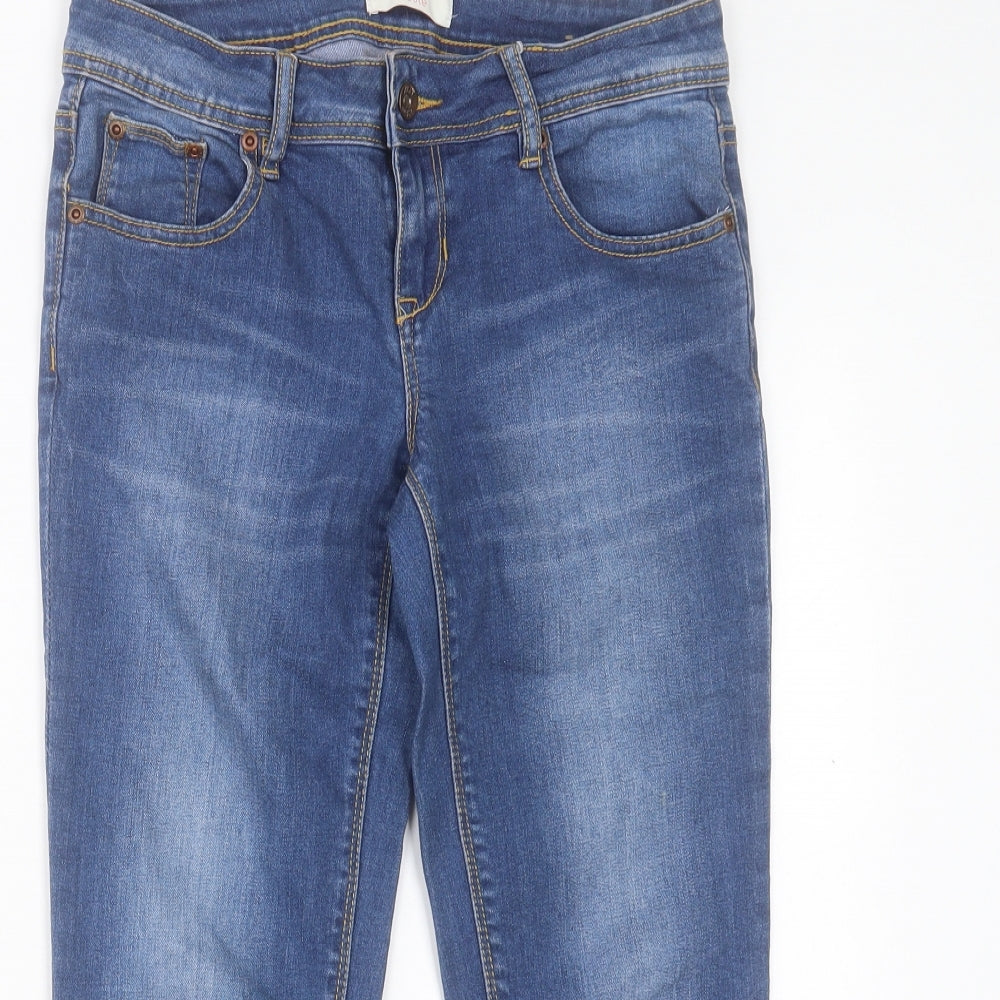 NEXT Womens Blue Cotton Cropped Jeans Size 8 L21 in Regular Button