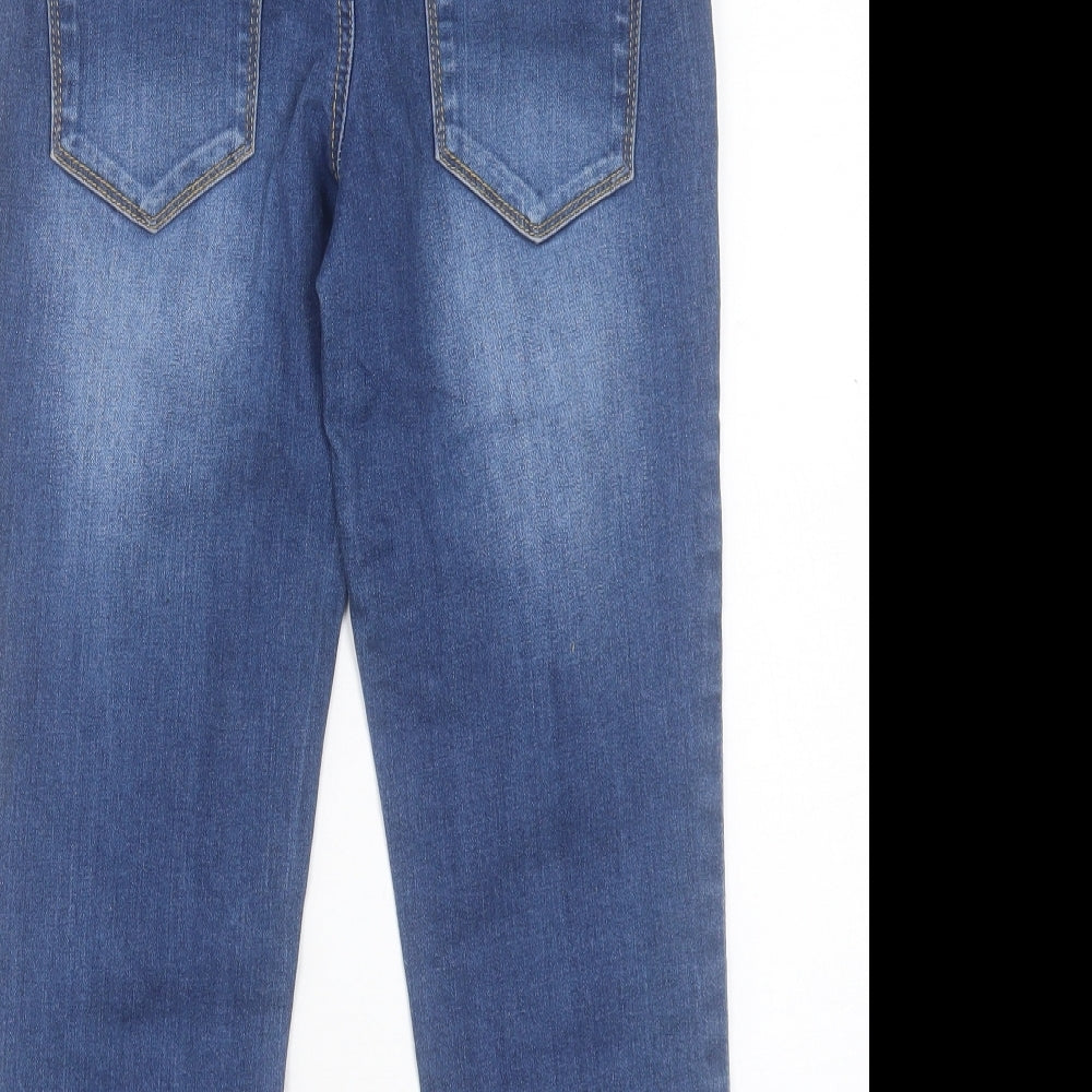 NEXT Womens Blue Cotton Cropped Jeans Size 8 L21 in Regular Button