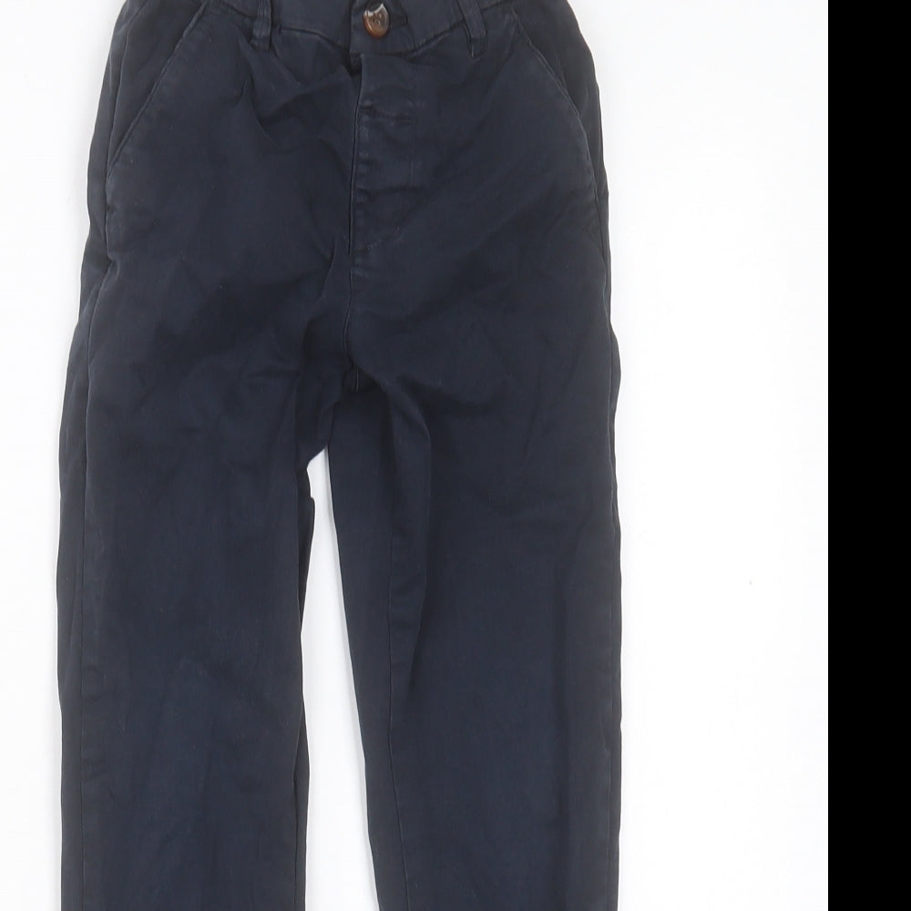 NEXT Boys Blue Cotton Chino Trousers Size 6-7 Years Regular Button