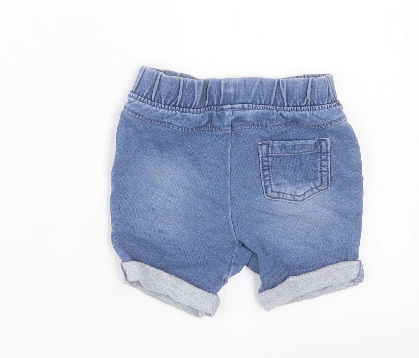 NEXT Boys Blue Cotton Cropped Trousers Size 6-9 Months Drawstring
