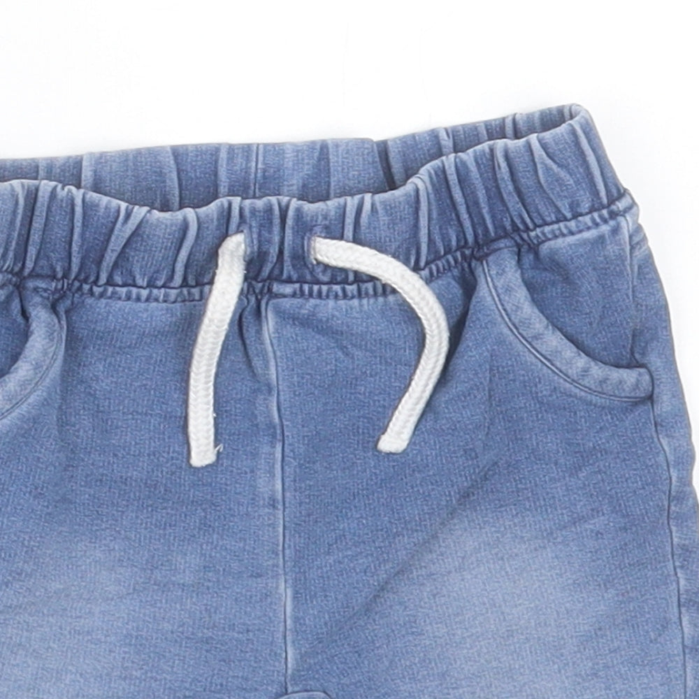 NEXT Boys Blue Cotton Cropped Trousers Size 6-9 Months Drawstring