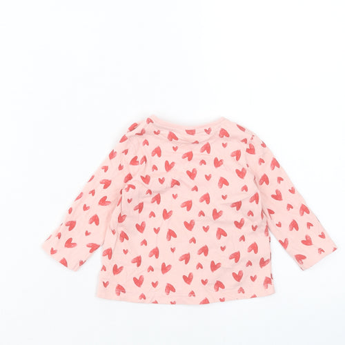 F&F Girls Pink Geometric Cotton Basic Casual Size 0-3 Months Crew Neck Button - Minnie Mouse