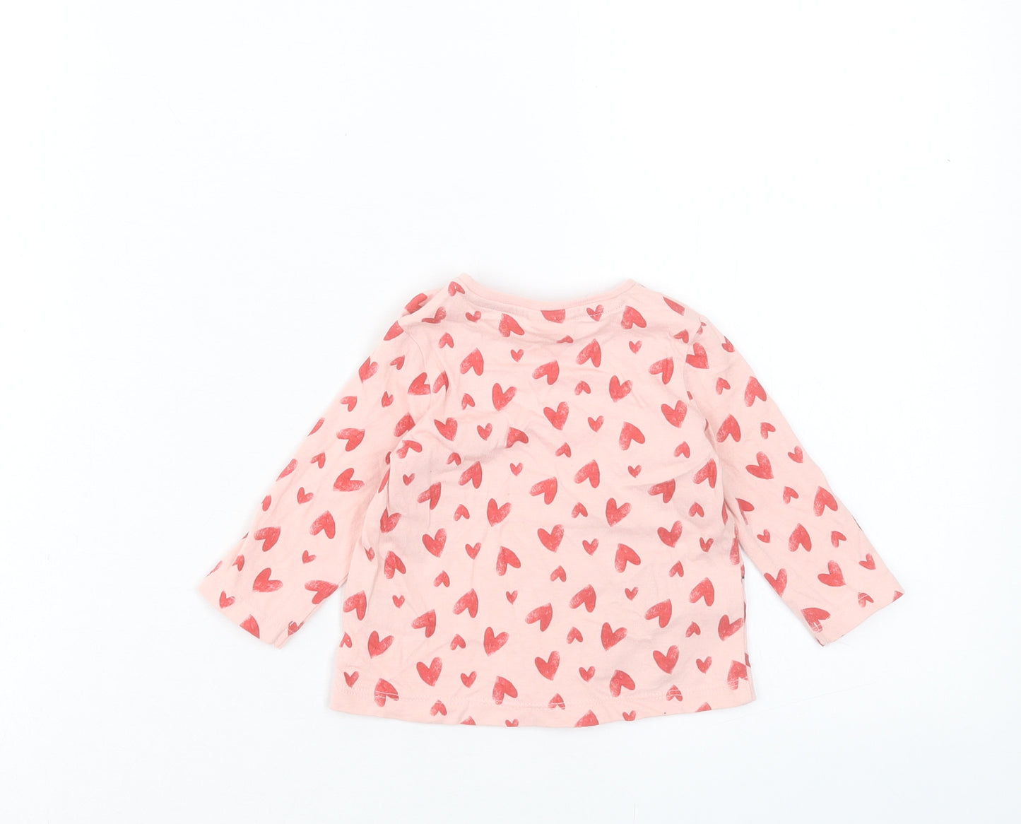 F&F Girls Pink Geometric Cotton Basic Casual Size 0-3 Months Crew Neck Button - Minnie Mouse