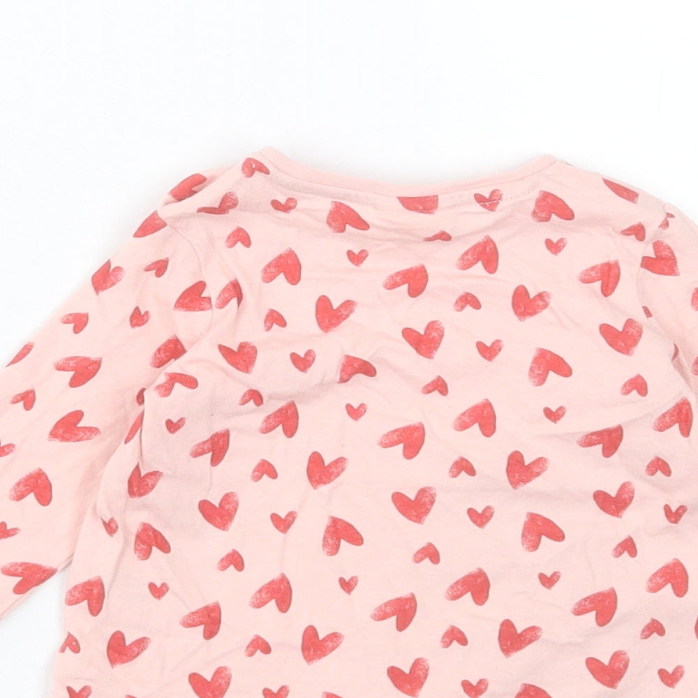 F&F Girls Pink Geometric Cotton Basic Casual Size 0-3 Months Crew Neck Button - Minnie Mouse