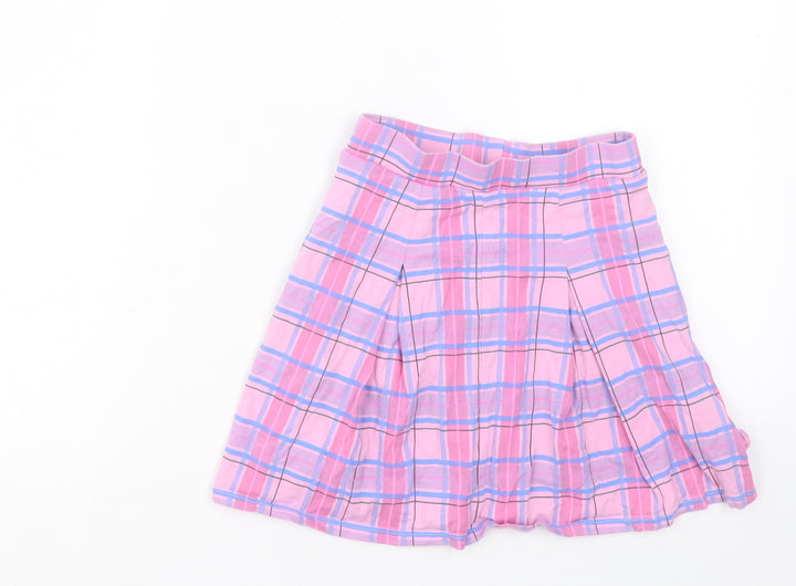 F&F Womens Pink Plaid Cotton A-Line Skirt