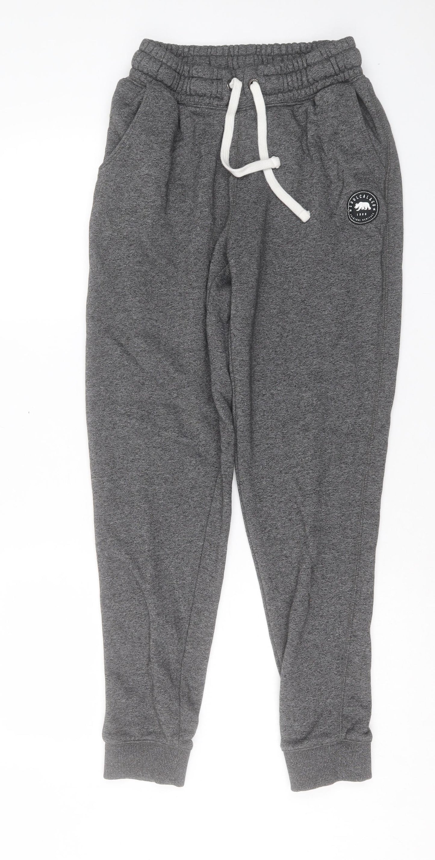 SoulCal&Co Womens Grey Cotton Jogger Trousers Size 12 L30 in Regular Drawstring