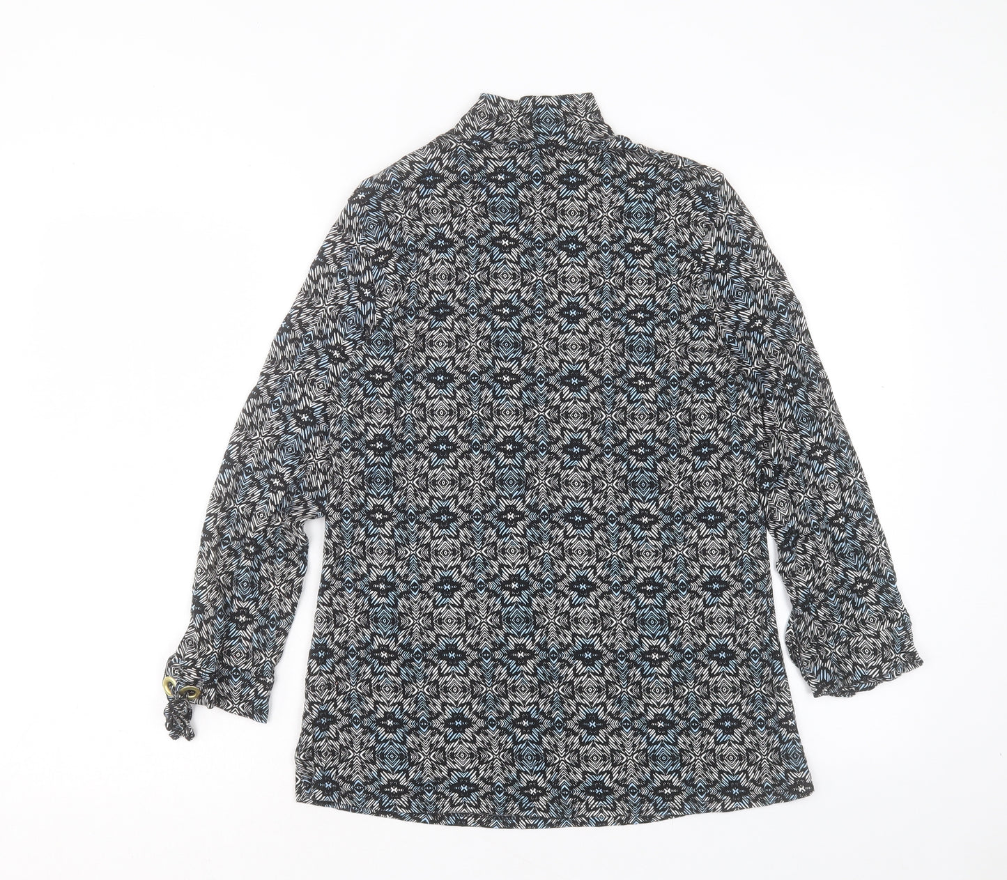 George Womens Black Geometric Viscose Basic T-Shirt Size 14 Round Neck