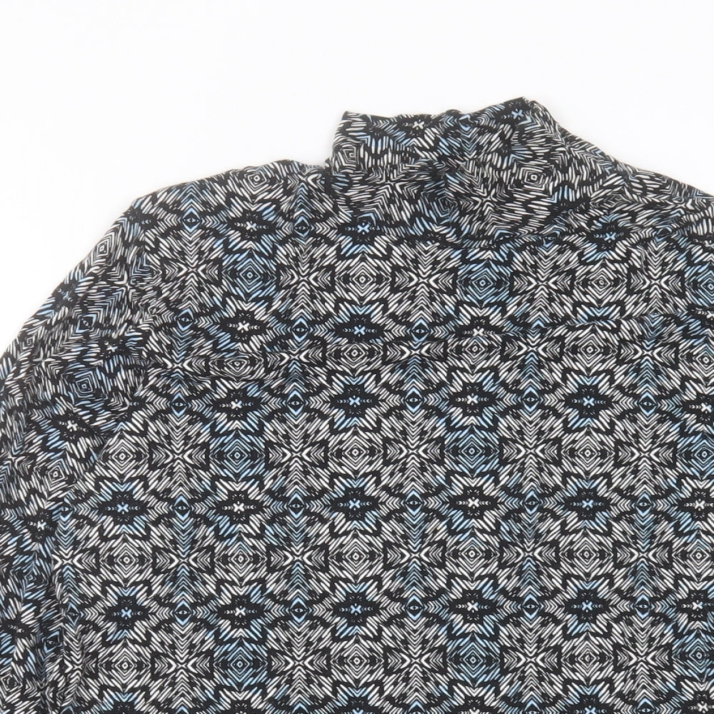 George Womens Black Geometric Viscose Basic T-Shirt Size 14 Round Neck