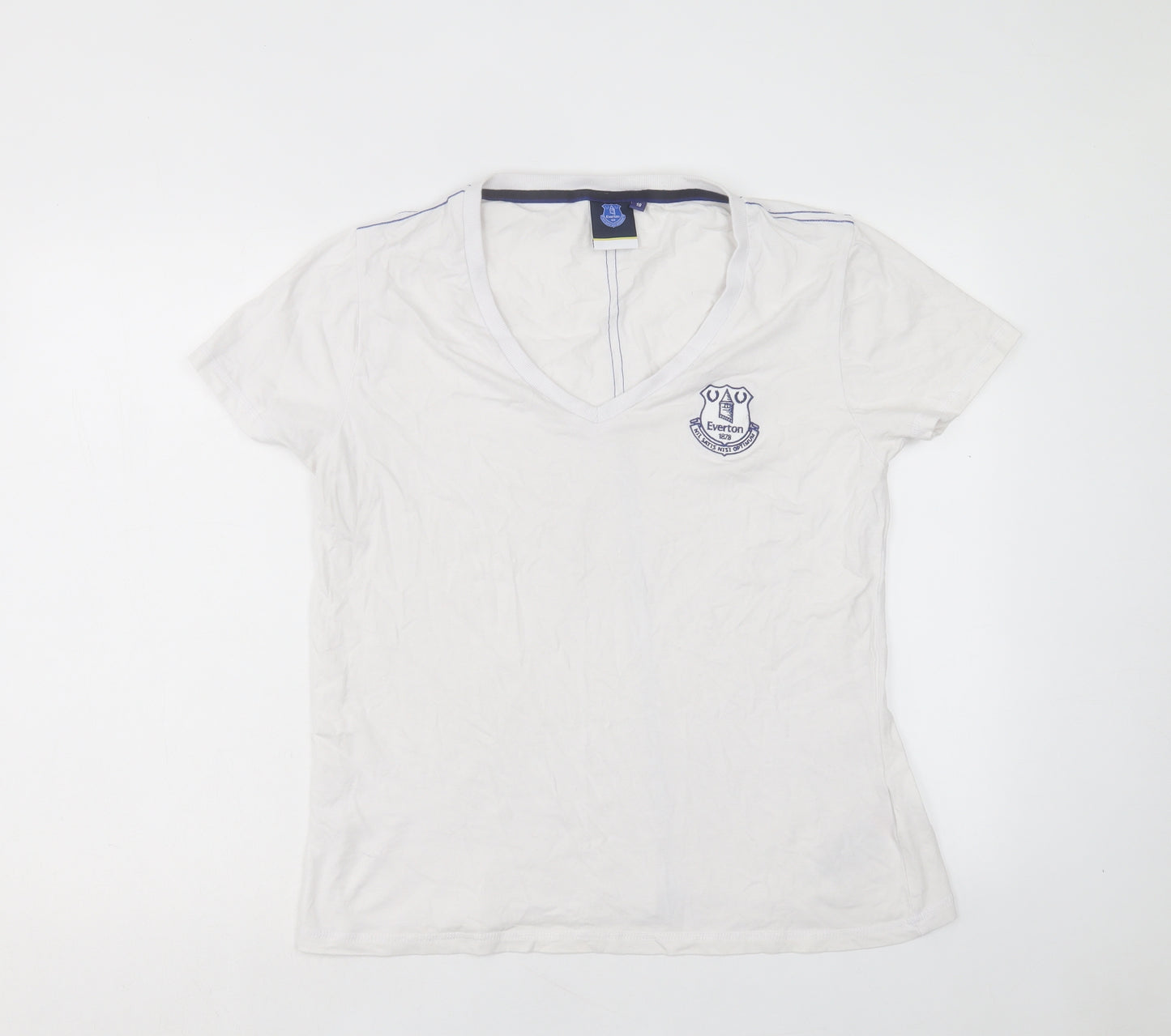 Fanatics Womens White Cotton Basic T-Shirt Size 18 V-Neck - Everton FC