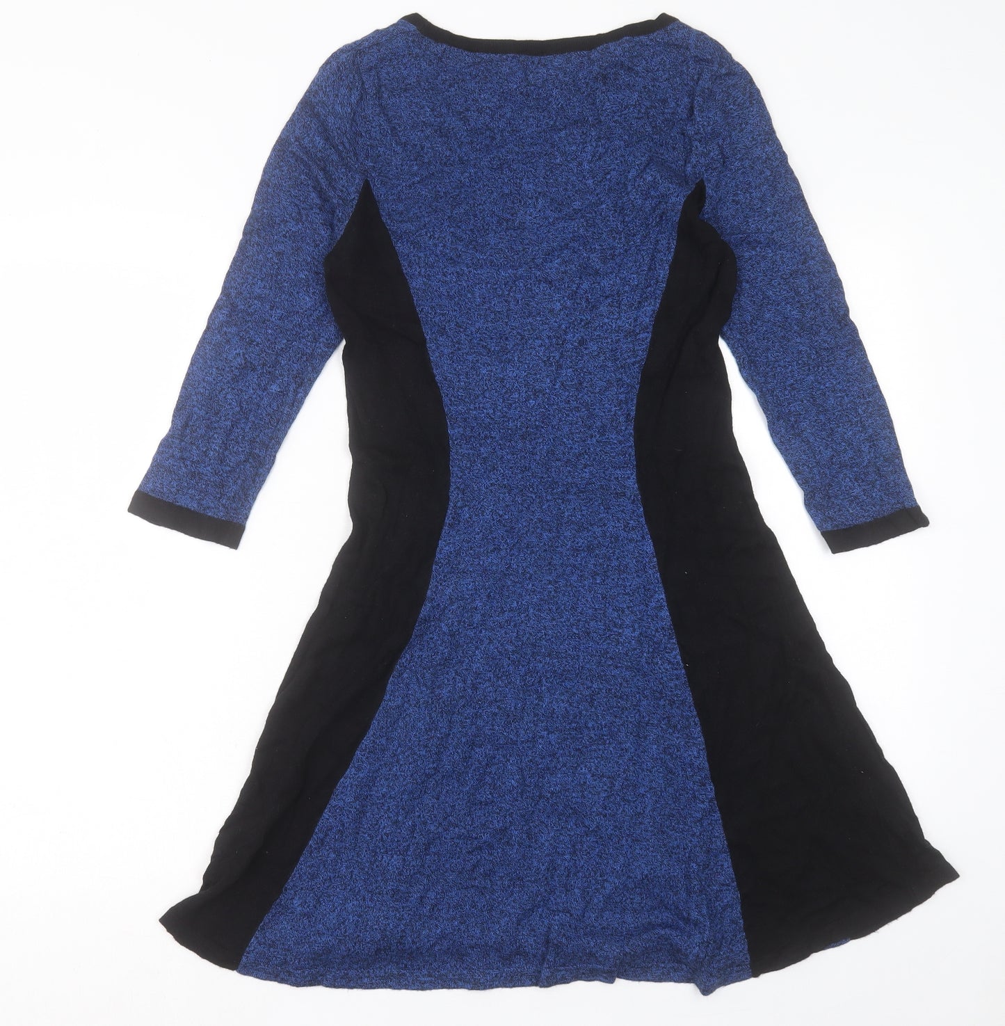 F&F Womens Blue Viscose Jumper Dress Size 10 Scoop Neck Pullover