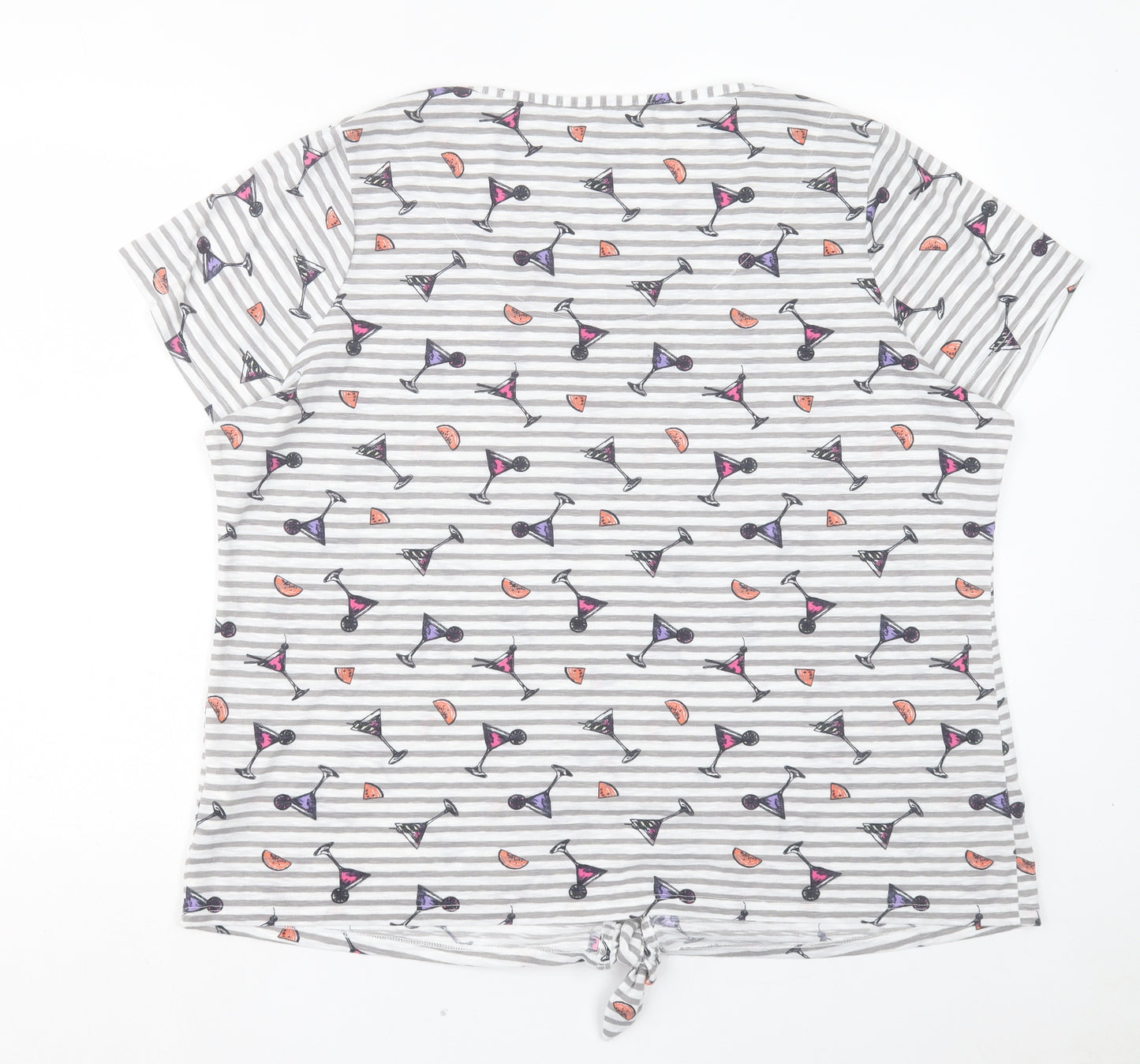 Per Una Womens Multicoloured Geometric Polyester Basic T-Shirt Size 22 Scoop Neck