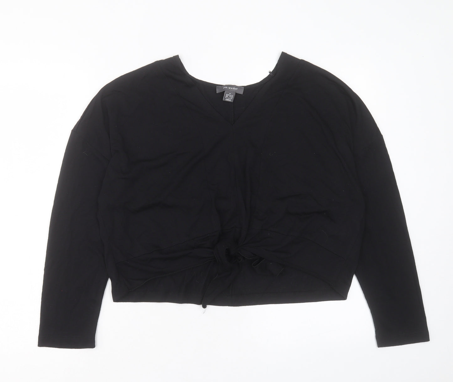 Primark Womens Black Viscose Basic T-Shirt Size S V-Neck