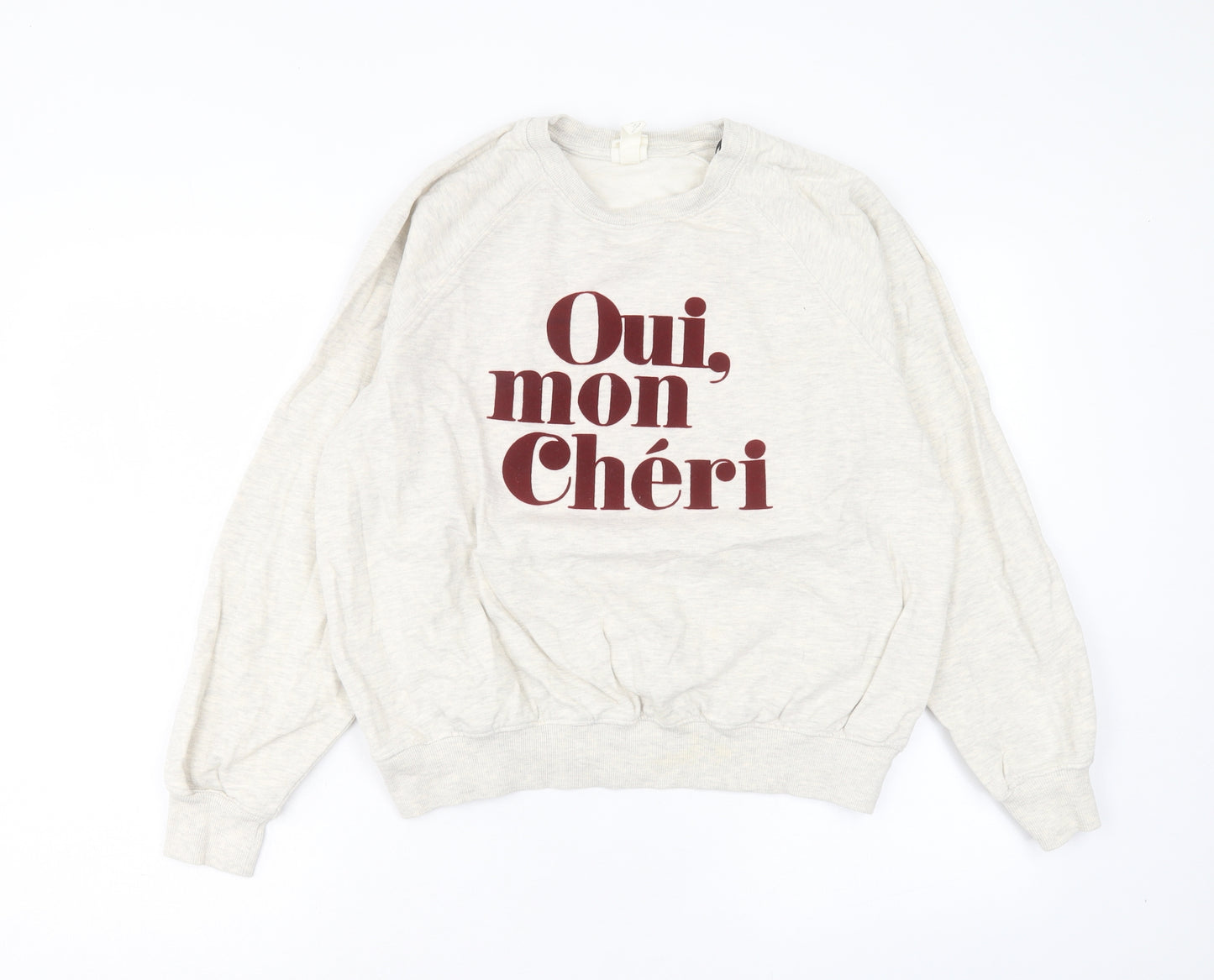 H&M Womens Ivory Cotton Pullover Sweatshirt Size M Pullover - Oui, Mon Cheri