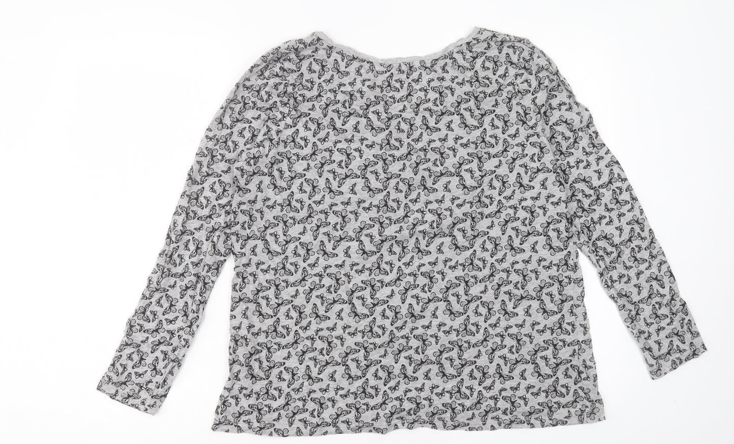 Atmosphere Womens Grey Geometric Cotton Basic T-Shirt Size 20 Crew Neck - Butterfly Pattern