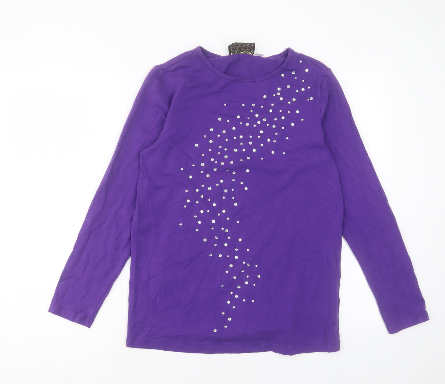 Bob Mackie Womens Purple Cotton Basic T-Shirt Size XS Crew Neck