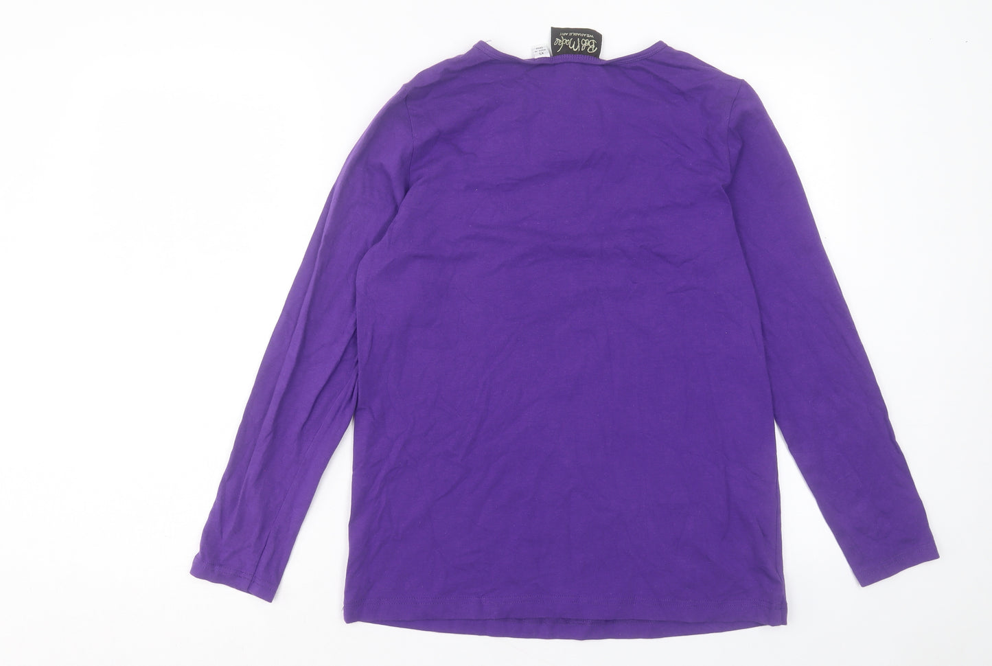 Bob Mackie Womens Purple Cotton Basic T-Shirt Size XS Crew Neck