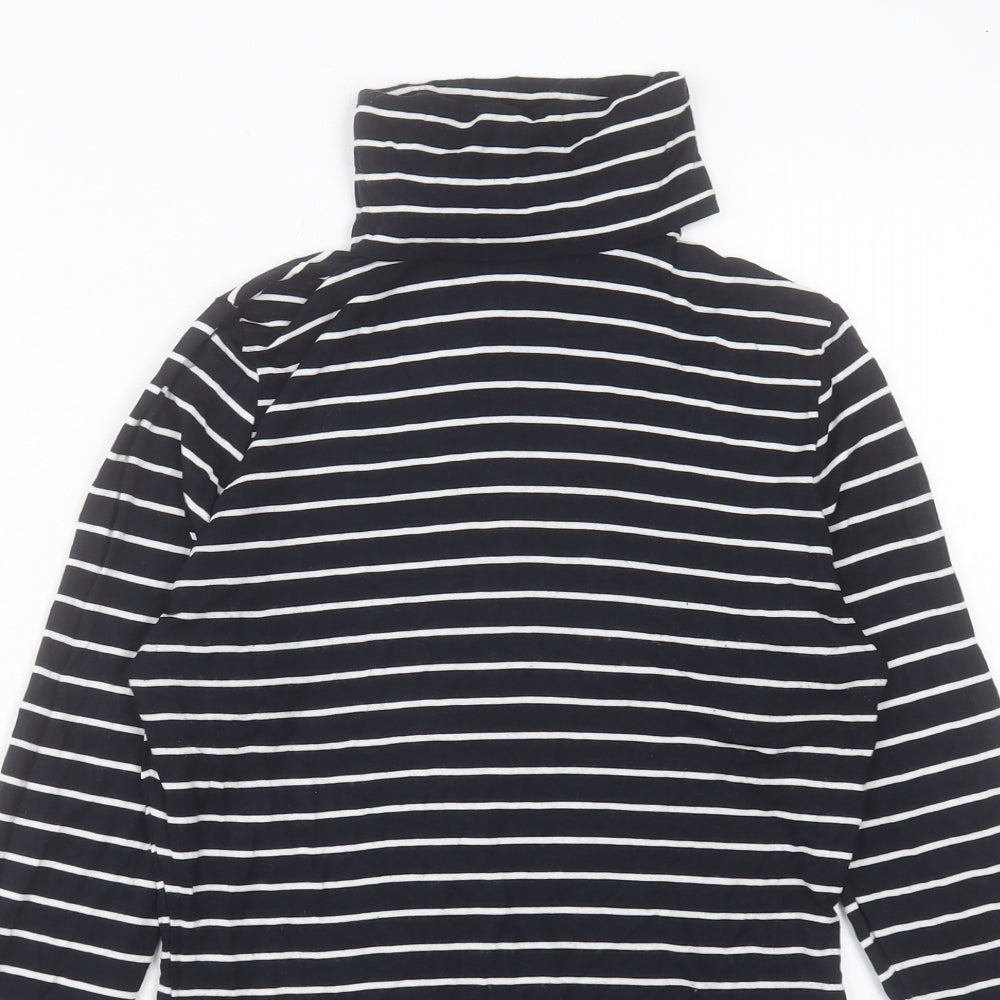 H&M Womens Black Striped Viscose Basic T-Shirt Size S Roll Neck