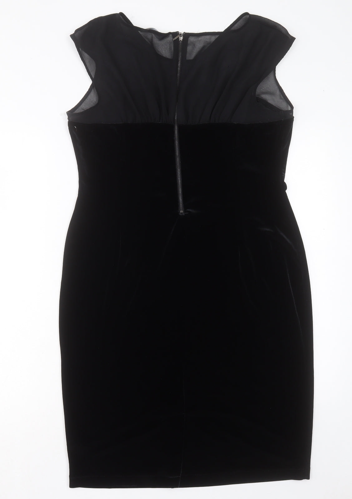 Marks and Spencer Womens Black Polyester Shift Size 14 Crew Neck Zip