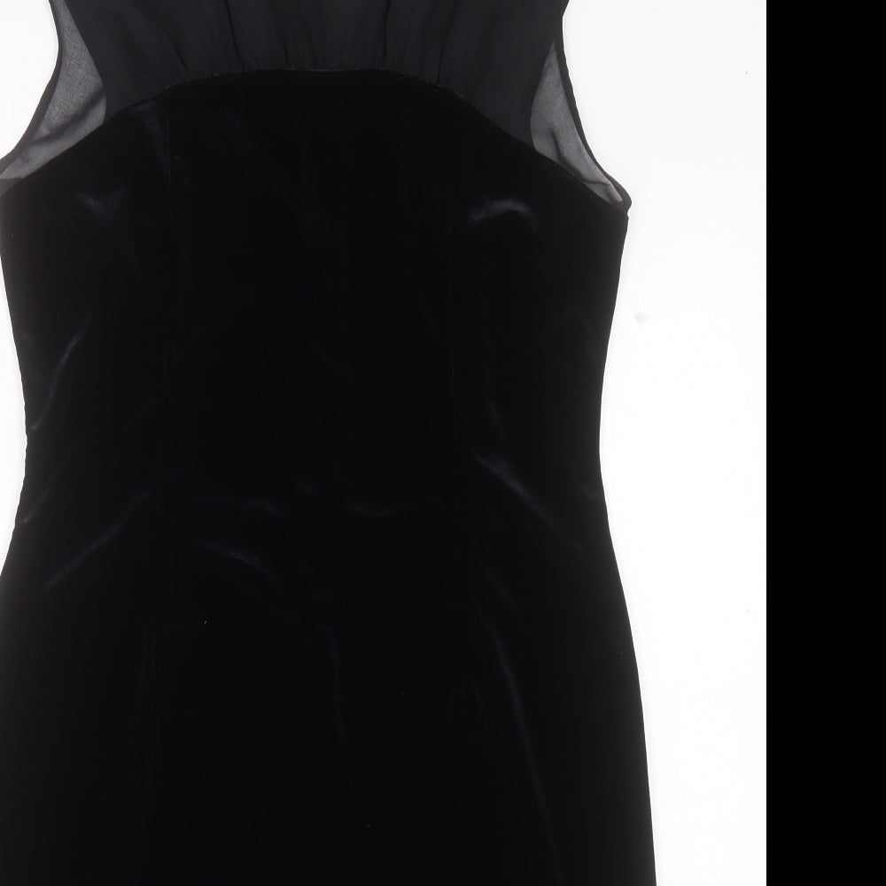 Marks and Spencer Womens Black Polyester Shift Size 14 Crew Neck Zip