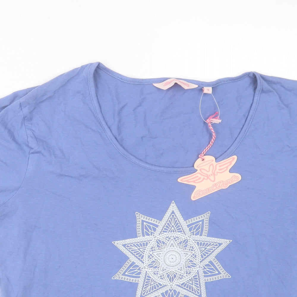 Board Angels Womens Blue Cotton Basic T-Shirt Size 18 Scoop Neck