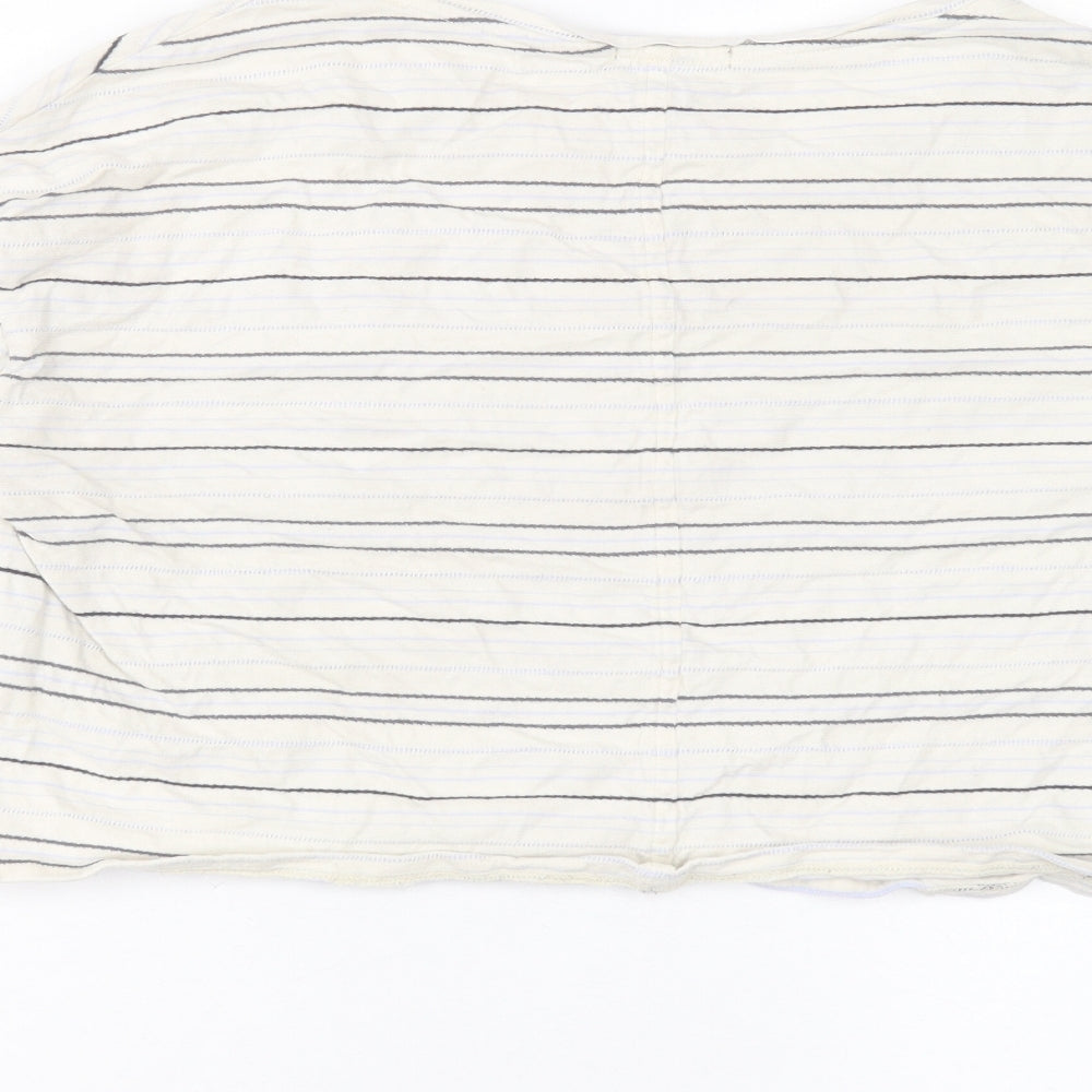 BDG Womens Ivory Striped Cotton Cropped T-Shirt Size S Crew Neck - Pocket Detail