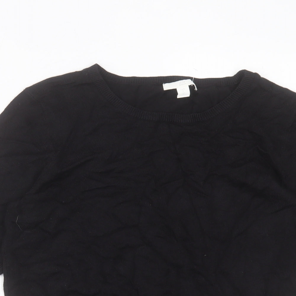 H&M Womens Black Viscose Basic T-Shirt Size S Crew Neck