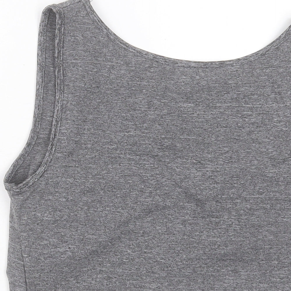 Purple Womens Grey Polyester Cropped Tank Size L Scoop Neck