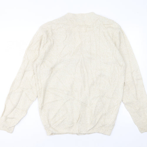 PREMIER MAN Mens Beige V-Neck Acrylic Cardigan Jumper Size S