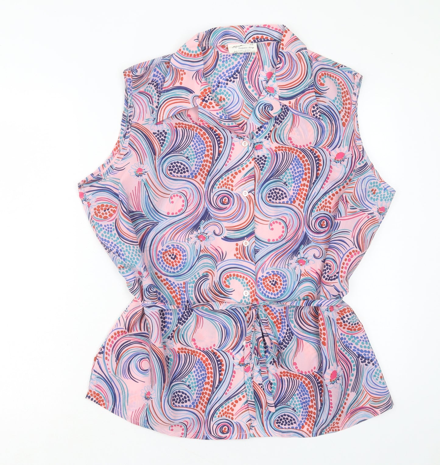 Preworn Womens Multicoloured Paisley Polyester Basic Button-Up Size 16 Collared