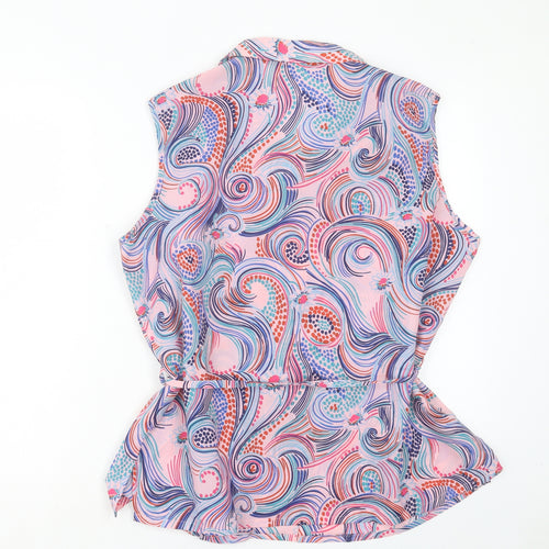 Preworn Womens Multicoloured Paisley Polyester Basic Button-Up Size 16 Collared