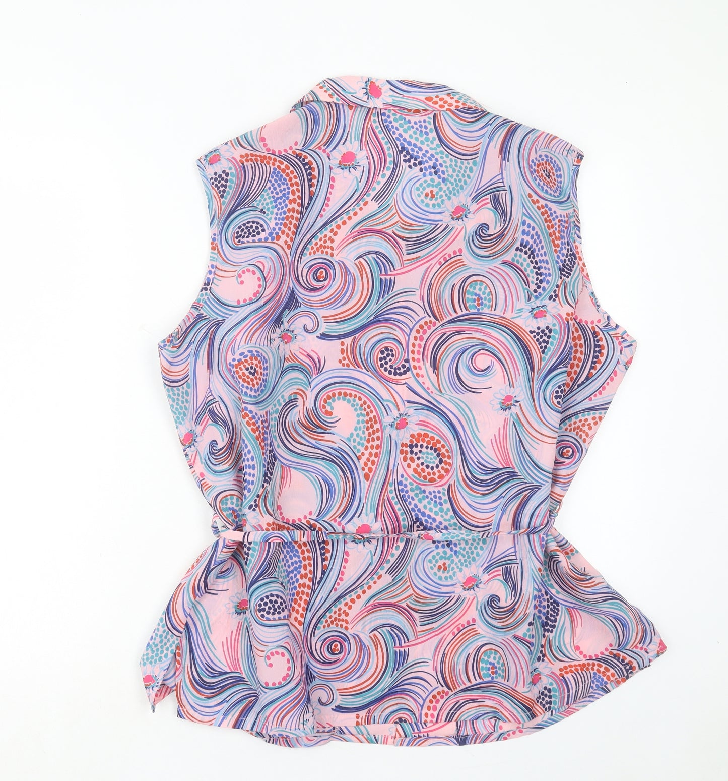 Preworn Womens Multicoloured Paisley Polyester Basic Button-Up Size 16 Collared
