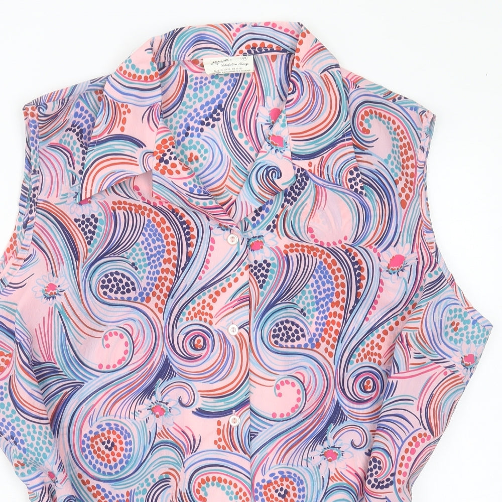 Preworn Womens Multicoloured Paisley Polyester Basic Button-Up Size 16 Collared