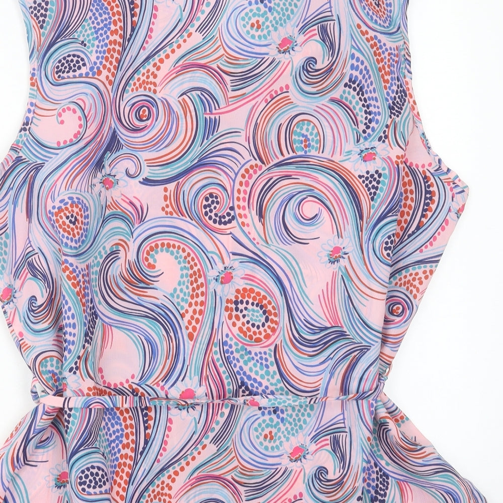 Preworn Womens Multicoloured Paisley Polyester Basic Button-Up Size 16 Collared