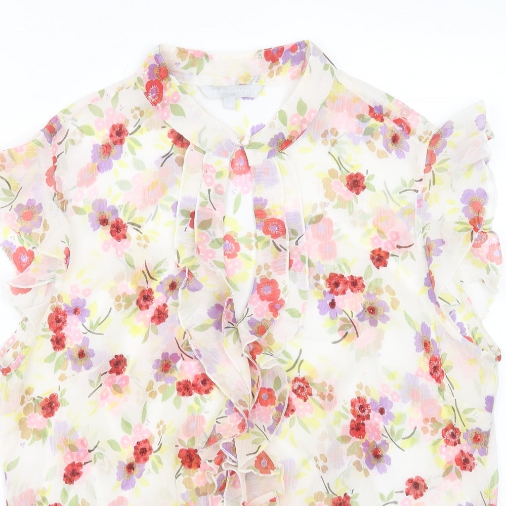 Red Herring Womens Multicoloured Floral Polyester Basic Tank Size 18 Round Neck