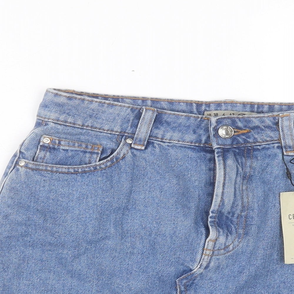 Denim & Co. Womens Blue Cotton A-Line Skirt Size 10 Button