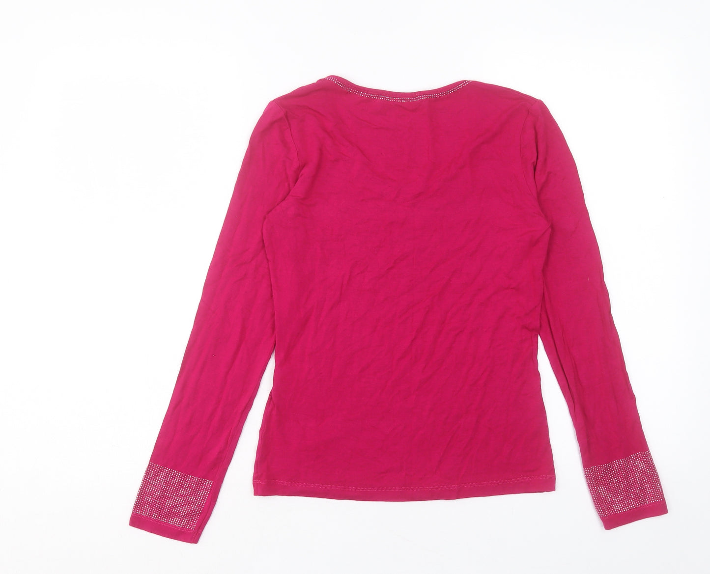 Versace Womens Pink Viscose Basic T-Shirt Size 14 Scoop Neck