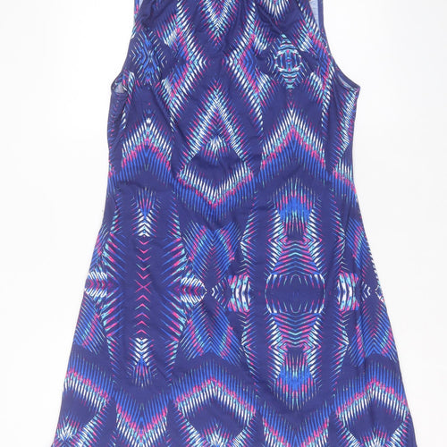 Kaliedoscope Womens Purple Geometric Polyester A-Line Size 14 Square Neck Tie