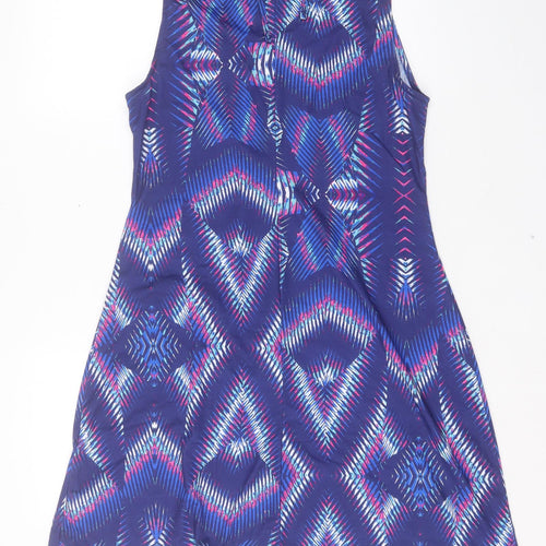 Kaliedoscope Womens Purple Geometric Polyester A-Line Size 14 Square Neck Tie