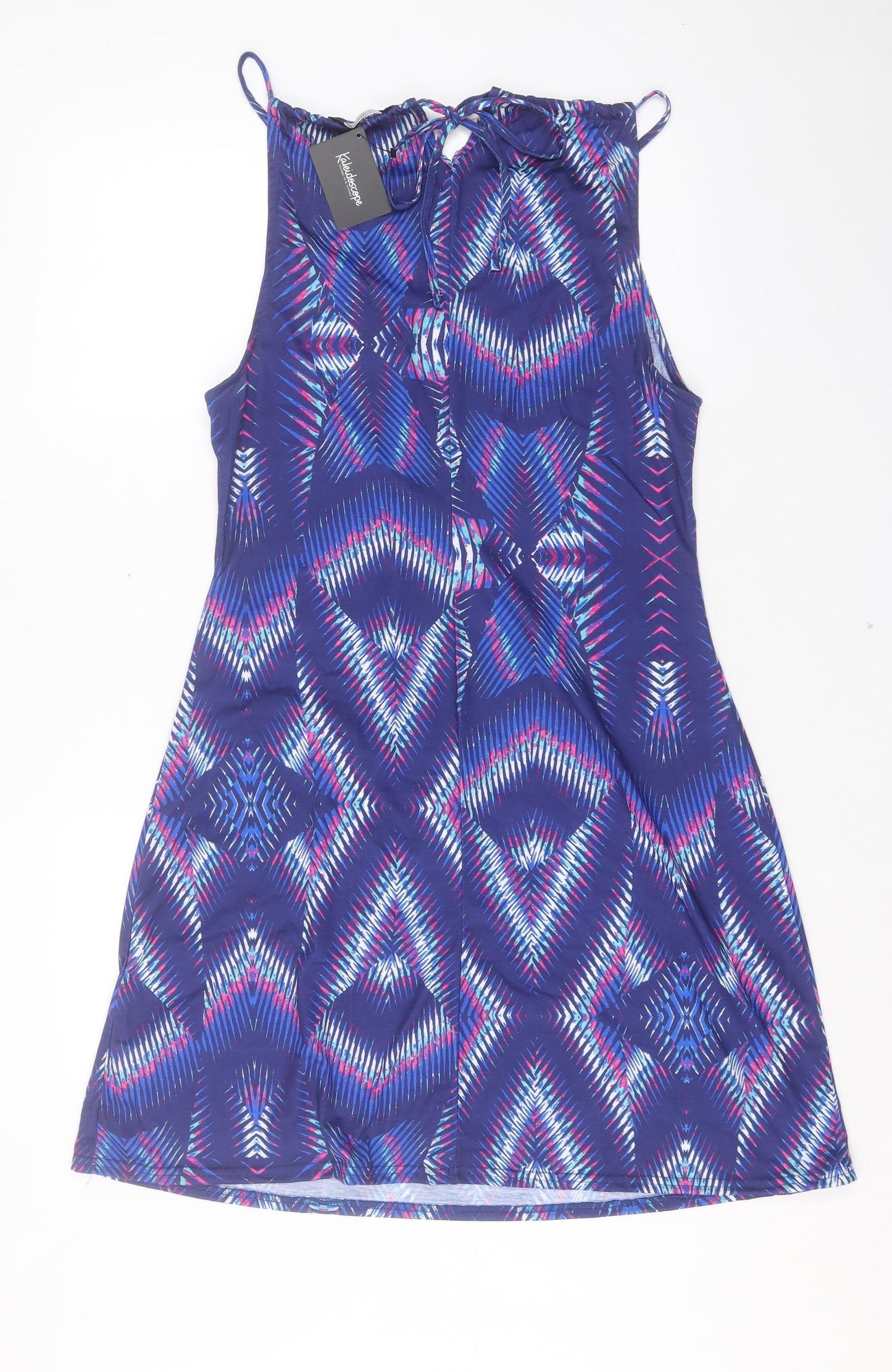Kaliedoscope Womens Purple Geometric Polyester A-Line Size 14 Square Neck Tie